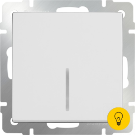 W1112101/ Выключатель одноклавишный проходной с подсветкой (белый)