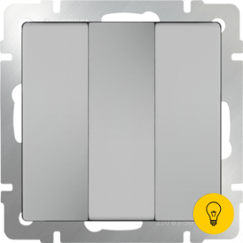 W1130006/ Выключатель трехклавишный (серебряный)