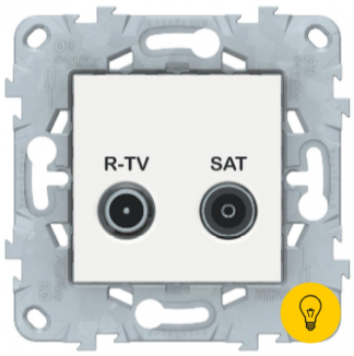 Розетка телевизионная проходная ТV-SAT, Белый, серия Unica New, Schneider Electric