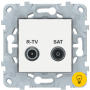 Розетка телевизионная проходная ТV-SAT, Белый, серия Unica New, Schneider Electric