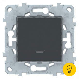 Выключатель 1-клавишный, перекрестный с подсветкой (с трех мест), Антрацит, серия Unica New, Schneider Electric