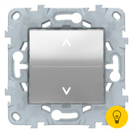 Выключатель для жалюзи (рольставней) кнопочный, Алюминий, серия Unica New, Schneider Electric