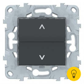 Выключатель для жалюзи (рольставней) кнопочный, Антрацит, серия Unica New, Schneider Electric