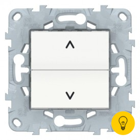 Выключатель для жалюзи (рольставней) кнопочный, Белый, серия Unica New, Schneider Electric