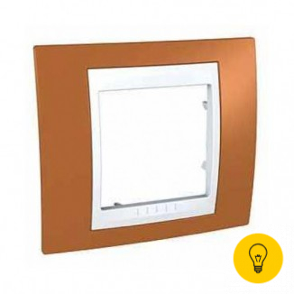 Рамка 1-ая (одинарная), Оранжевый/Белый, серия Unica, Schneider Electric