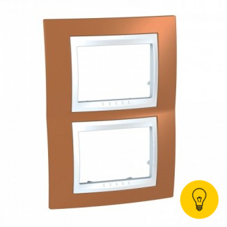 Рамка 2-ая (двойная) вертикальная, Оранжевый/Белый, серия Unica, Schneider Electric