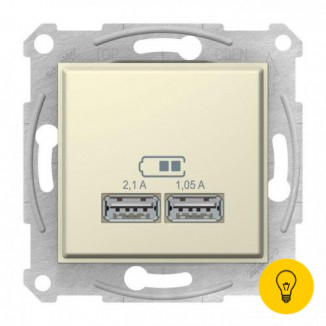 Розетка USB 2-ая (для подзарядки), Бежевый, серия Sedna, Schneider Electric