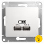 Розетка USB 2-ая (для подзарядки), Белый, серия Glossa, Schneider Electric