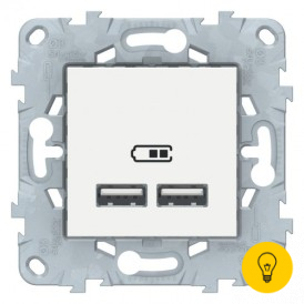 Розетка USB 2-ая (для подзарядки), Белый, серия Unica New, Schneider Electric