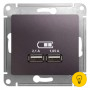 Розетка USB 2-ая (для подзарядки), Сиреневый туман, серия Glossa, Schneider Electric