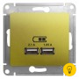 Розетка USB 2-ая (для подзарядки), Фисташковый, серия Glossa, Schneider Electric