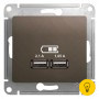 Розетка USB 2-ая (для подзарядки), Шоколад, серия Glossa, Schneider Electric