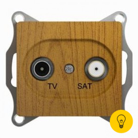 Розетка телевизионная единственная ТV-SAT, Дерево Дуб, серия Glossa, Schneider Electric