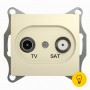 Розетка телевизионная проходная ТV-SAT, Бежевый, серия Glossa, Schneider Electric