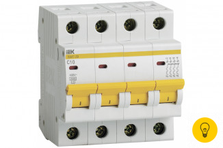 Автоматический выключатель IEK ВА47-29, 4Р, 10А, 4,5кА, х-ка С MVA20-4-010-C