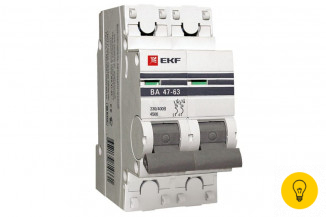 Автоматический двухполюсный выключатель EKF 10А С ВА47-63 4.5кА PROxima mcb4763-2-10C-pro 5223631