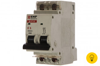 Автоматический выключатель EKF ВА 47-63, 2P 1А 4,5kA SQmcb4763-2-01C