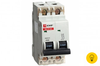 Автоматический выключатель EKF ВА 47-63, 2P 2А D 4,5kA SQmcb4763-2-02D