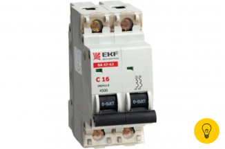 Автоматический выключатель EKF ВА 47-63, 2P 63А 4,5kA mcb4763-2-63C