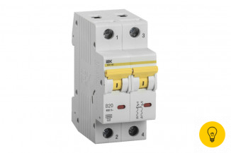 Автоматический выключатель IEK ВА 47-60, 2Р, 20А, 6 кА, характеристика B MVA41-2-020-B