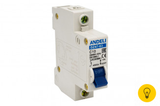 Автоматический выключатель ANDELI DZ47-63/1P 10A 4.5kA х-ка C ADL01-063