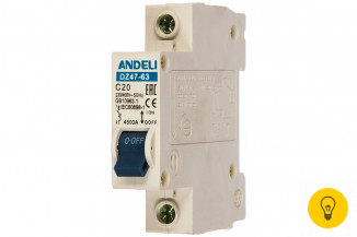 Автоматический выключатель ANDELI DZ47-63/1P 20A 4.5kA х-ка C ADL01-065