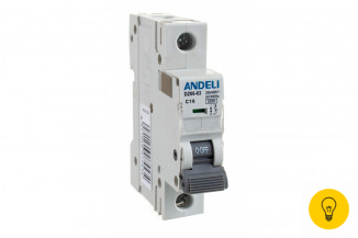 Автоматический выключатель ANDELI DZ66-63/1P 16A 6kA х-ка C ADL01-228