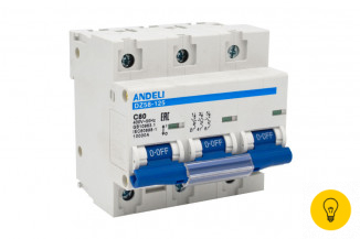 Автоматический выключатель ANDELI DZ58-125 3P 80A х-ка 8-12In ADL01-640