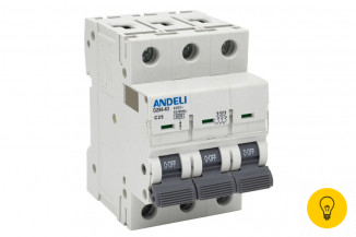 Автоматический выключатель ANDELI DZ66-63/3P 25A 6kA х-ка C ADL01-256