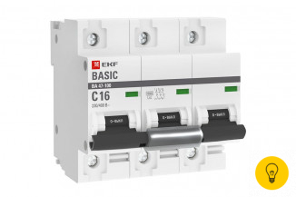 Автоматический выключатель EKF Basic ВА 47-100 3P, 16А, 10kA mcb47100-3-16C-bas