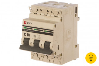 Автоматический трехполюсный выключатель EKF 10А С ВА47-63 4.5кА PROxima mcb4763-3-10C-pro