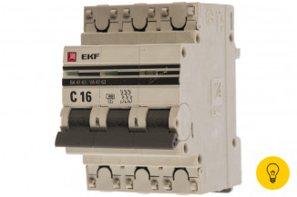 Автоматический трехполюсный выключатель EKF 16А С ВА47-63 4.5кА PROxima 2100603