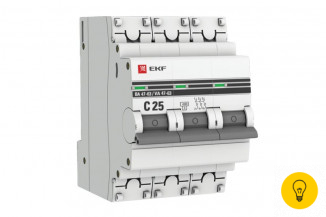 Автоматический трехполюсный выключатель EKF 25А С ВА47-63 4.5кА PROxima 5109007