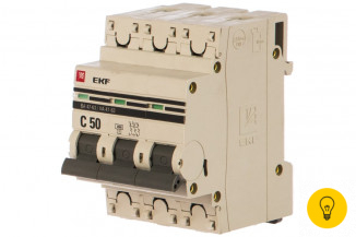 Автоматический трехполюсный выключатель EKF 50А С ВА47-63 4.5кА PROxima mcb4763-3-50C-pro