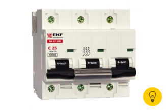 Автоматический модульный выключатель EKF 3п C 100А ВА 47-100 10кА mcb47100-3-100C 128018