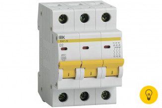 Автоматический выключатель IEK ВА47-29, 3Р, 2А, 4,5кА, х-ка D MVA20-3-002-D