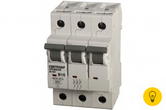 Автоматический выключатель СВЕТОЗАР 3п, 50A, B, 6кА, 400В SV-49053-50-B