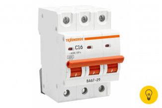 Автоматический выключатель Texenergo ВА 6729 3п 16А 6кА характеристика С TAM34C16