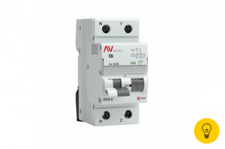 Дифференциальный автомат EKF DVA-6, 1P+N, 6А, 300мА, 6кА, AVERES, SQ rcbo6-1pn-6C-300-ac-av