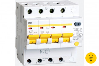 Автоматический дифференциальный выключатель тока IEK 4п 6.5мод. C 10A 30mA тип AC 4.5kA АД-14 ИЭК MAD10-4-010-C-030