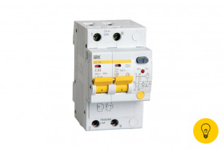 Дифференциальный автоматический выключатель тока IEK АД-12М C, 63A, 30mA, тип A, 4.5kA, 2п, 4модуля MAD12-2-063-C-030