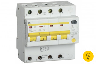 Дифференциальный автомат IEK АД14S, 4Р, 25А, 100мА MAD13-4-025-C-100
