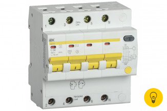 Дифференциальный автомат IEK АД14S, 4Р, 50А, 100мА MAD13-4-050-C-100