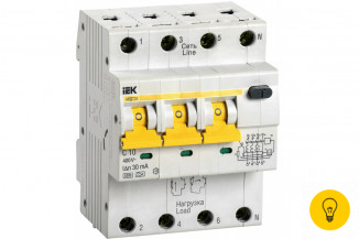 Автоматический выключатель дифф. тока IEK АВДТ 34 C10 30мА MAD22-6-010-C-30