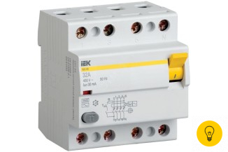 Выключатель дифференциального тока IEK 4п 32A 300mA тип AC ВД1-63 ИЭК MDV10-4-032-300