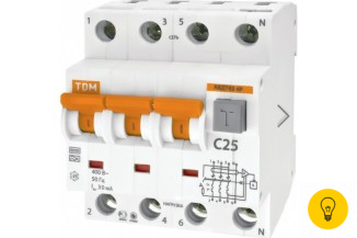 Автоматический выключатель дифференциального тока TDM АВДТ 63 4P C16 100мА SQ0202-0021