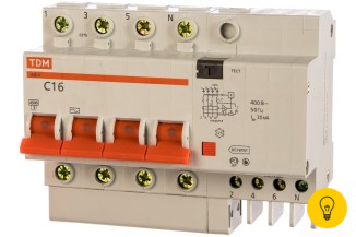 Дифавтомат АД-4 4п, 16 А, 30 мА TDM SQ0221-0006