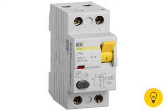 Дифференциальный выключатель IEK УЗО ВД1-63, 2Р, 25А, 10мА, тип А MDV11-2-025-010