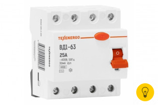 Автоматический выключатель Texenergo УЗО ВД1-63 4р 25А/30мА MVD63-025-4-030