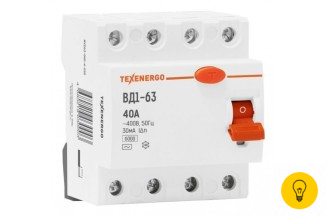 Автоматический выключатель Texenergo УЗО ВД1-63 4р 40А/30мА MVD63-040-4-030
